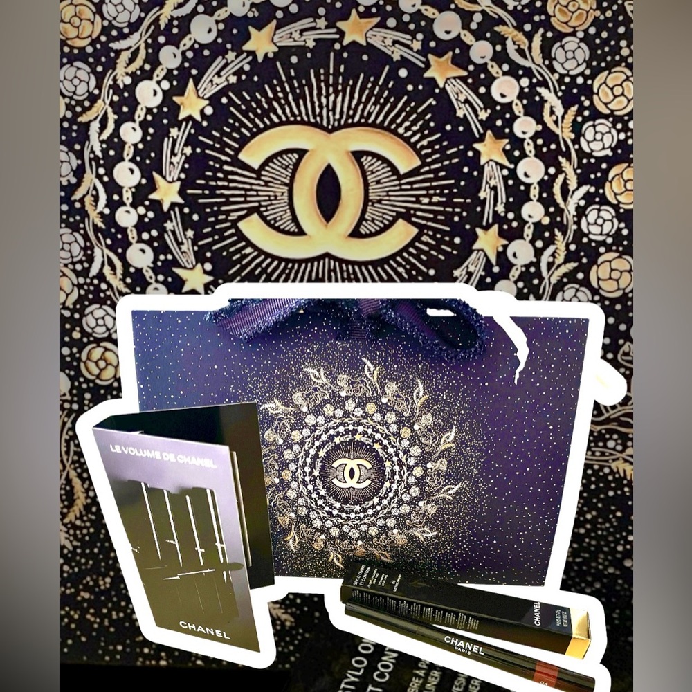CHANEL NEW Luxury Beauty Holiday Gift Bag Set 3 in 1 Eye Pen/Mascara/Blank Note